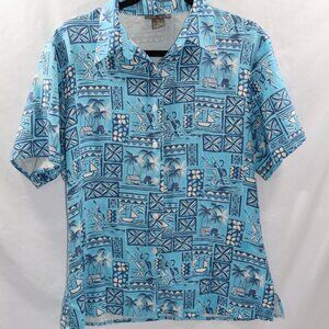 Silk Icon Collection Silk Button Up SZ L #728